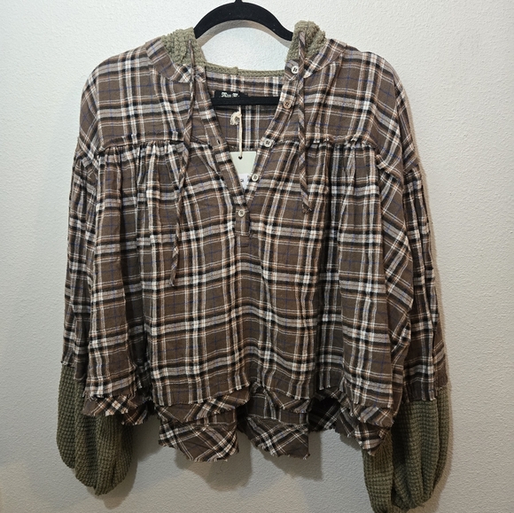 Miss Me NWT Olive Green Plaid Pullover Medium - Picture 2 of 13
